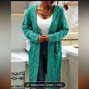 SHEIN Malachite Green Cable Knit Cardigan
